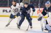 (Mike Sudoma /Free Press)
                                Winnipeg Jets centre Viggo Bjorck (centre) has played with tenacity through the first seven games of his NHL career. The rookie forward also continues to draw praise for his defensive play.