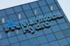John Woods / Winnipeg Free Press / February - 070209 - Manitoba Hydro logo on 444 St Mary Friday February 9/07. Story is about how the new Manitoba Hydro building will affect Winnipeg commercial real estate.