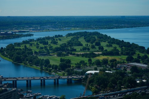 The East Potomac Park Golf Course is seen from the Washington Monument, Tuesday, Sept. 15, 2026, in Washington. (AP Photo/Pablo Martinez Monsivais)