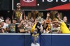 Milwaukee Brewers center fielder Garrett Mitchell catches a ball hit by San Diego Padres' Manny Machado during the eighth inning in Game 4 of baseball's National League Division Series Wednesday, Oct. 7, 2026, in San Diego. (AP Photo/Gregory Bull)