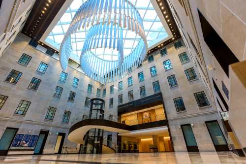 The grand hall of the temporary Supreme Court of Canada, located in the West Memorial Building in Ottawa, is seen on Friday, Sept. 4, 2026. THE CANADIAN PRESS/Justin Tang