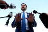 Vice President JD Vance speaks to members of the media at Cincinnati/Northern Kentucky International Airport, Friday, Oct. 9, 2026 in Hebron, Ky., as he departs for a rally in Lima, Ohio. (Samuel Corum/Pool Photo via AP)