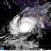 This satellite image provided by the National Oceanic and Atmospheric Administration, or NOAA shows Hurrican Simon in the Pacific on Saturday, Oct. 10, 2026. (National Oceanic and Atmospheric Administration via AP)