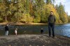 NDP Leader David Eby stands on the shore of the Puntledge river following an announcement in Courtenay, B.C., Saturday, Oct. 10, 2026. THE CANADIAN PRESS/Chad Hipolito