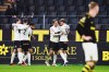 Brommapojkarna's players celebrate after Mads Kristian Hansen scored his side's sixth goal in the final minute during the Swedish Allsvenskan soccer match between AIK and IF Brommapojkarna in Stockholm, Sweden, Oct. 10, 2026. (Claudio Bresciani/TT News Agency via AP)