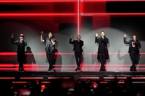Members of Backstreet Boys perform at DNA World Tour 2023 in Mumbai, India, Thursday, May 4, 2023. (AP Photo/Rajanish Kakade)