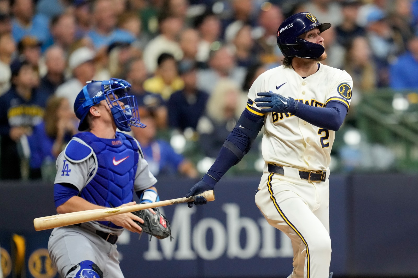 Turang homers and Milwaukee's bullpen delivers as the Brewers beat the Dodgers 2-1 in NLCS opener