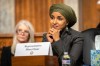 Rep. Ilhan Omar, D-Minn., listens during a Congressional spotlight hearing on Capitol Hill, Tuesday, Sept. 22, 2026, in Washington. (AP Photo/Mark Schiefelbein)