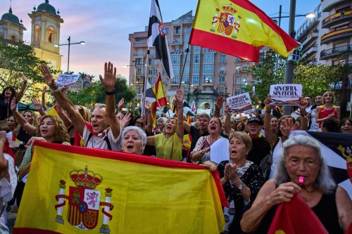 Local residents protest the Spanish government's handling of the Ceuta border crisis, two months after it occurred, in the Spanish enclave of Ceuta, Wednesday, Sept. 30, 2026. (AP Photo/Bernat Armangue)