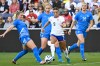 FILE - Unites States forward Mallory Swanson (9) plays against Iceland defenders Emilía Ásgeirsdóttir (5) and Gudny Árnadóttir (20) during an international friendly women's soccer match, Oct. 27, 2024, in Nashville, Tenn. Player at left unidentified. (AP Photo/John Amis, File)