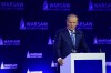 Polish Prime Minister Donald Tusk speaks at the Warsaw Security Forum in Warsaw, Poland, Monday, Oct. 12, 2026. (AP Photo/Attila Husejnow)