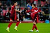 Toronto FC's Matheus Pereira (right) celebrates his goal against Orlando City SC with Theo Corbeanu (7) during second half MLS soccer action in Toronto on Wednesday, Oct. 14, 2026. THE CANADIAN PRESS/Frank Gunn