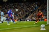 PSG's Ousmane Dembele scores their second goal during the Champions League opening phase soccer match between Manchester City and Paris Saint-Germain in Manchester, England, Wednesday, Oct. 14, 2026. (AP Photo/Dave Thompson)