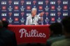 FILE - Philadelphia Phillies president of baseball operations Dave Dombrowski speaks during a news conference before a baseball game against the San Francisco Giants, April 28, 2026, in Philadelphia. (AP Photo/Matt Slocum, File)