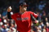 Cleveland Guardians pitcher Gavin Williams throws against the Cleveland Guardians during the first inning in Game 3 of baseball's American League Championship Series baseball game in Cleveland, Thursday, Oct. 15, 2026. (AP Photo/Phil Long)