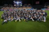 The Milwaukee Brewers pose for a team photo after Game 4 of baseball's National League Championship Series between the Milwaukee Brewers and the Los Angeles Dodgers, Thursday, Oct. 15, 2026, in Los Angeles. (AP Photo/Gregory Bull)
