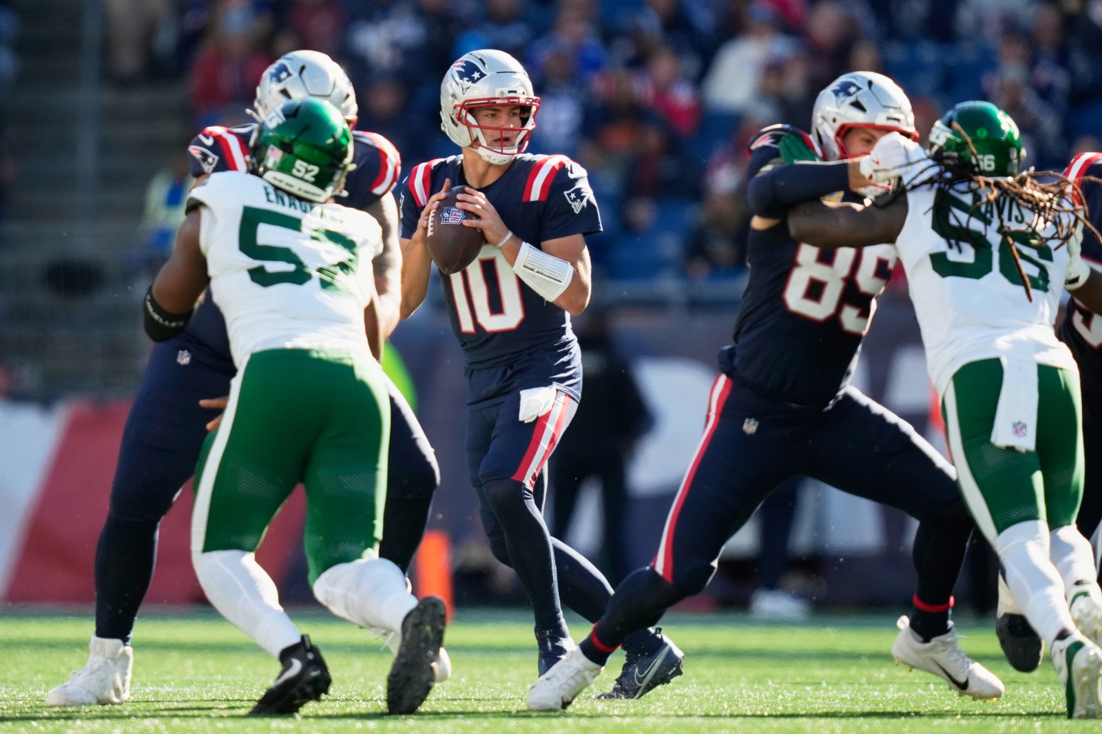 Patriots beat Jets 26-19 as Drake Maye throws three TDs