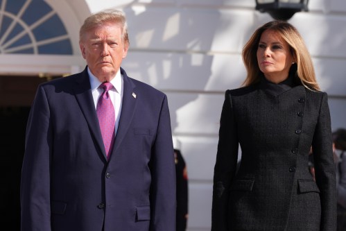 President Donald Trump, left, and first lady Melania Trump arrive to greet China's President Xi Jinping and his wife Peng Liyuan on the South Portico of the White House, Thursday, Sept. 24, 2026, in Washington. (AP Photo/Alex Brandon)