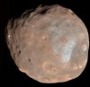 This photo provided by NASA/JPL-Caltech/University of Arizona, taken with NASA's Mars Reconnaissance Orbiter, shows Phobos, one of Mars' moons, on March 23, 2008. (NASA/JPL-Caltech/University of Arizona via AP)