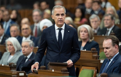 Prime Minister Mark Carney speaks about the incident at CFB Wainwright as he rises in the House of Commons in Ottawa, Monday, Oct. 19, 2026. THE CANADIAN PRESS/Adrian Wyld
