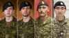 This composite of handout images shows Canadian Armed Forces members, left to right, Pte. Hayden Lykkemark, Pte. Shaun Farrell, Pte. Aidan Goulding and Sgt. Morgan Wong, who died during a training exercise at CFB Wainwright in Alberta, on Saturday, Oct. 17, 2026. THE CANADIAN PRESS/Handout — Canadian Armed Forces (Mandatory credit)