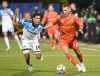 Forge FC's Rezart Rama (24) gets by CF Montreal's Daniel Rios (14) during the second half of the Canadian Championship final soccer match in Montreal on Oct. 21, 2026. THE CANADIAN PRESS/Graham Hughes