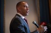 House Minority Leader Hakeem Jeffries, D-N.Y., talks about the policies of President Donald Trump and Republican supporters in Congress as he holds a news conference at the Capitol in Washington, Wednesday, Sept. 23, 2026. (AP Photo/J. Scott Applewhite)