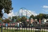 The entrance to the Six Flags Over Georgia amusement park in Mableton, Ga., is seen Friday, Oct. 16, 2026. (AP Photo/Kate Brumback)