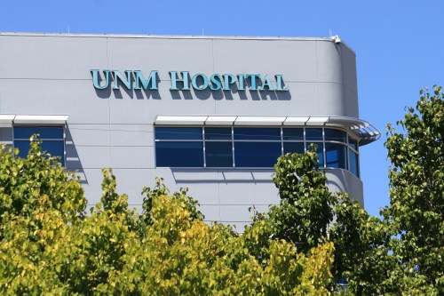 FILE - The University of New Mexico Hospital is seen on July 25, 2025, in Albuquerque, N.M. (AP Photo/Susan Montoya Bryan, File)