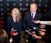 Former Alberta premiers Rachel Notley, left, and Jason Kenney discuss their assessment of the possible economic cost of Alberta's referendum at an Edmonton Chamber luncheon, in Edmonton, on Tuesday, Oct. 13, 2026. THE CANADIAN PRESS/John Ulan